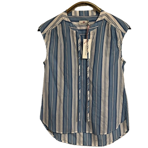 Vineyard Vines NWT Women/Misses Short Sleeve Ocean Stripe Popover Blue Jay XXS